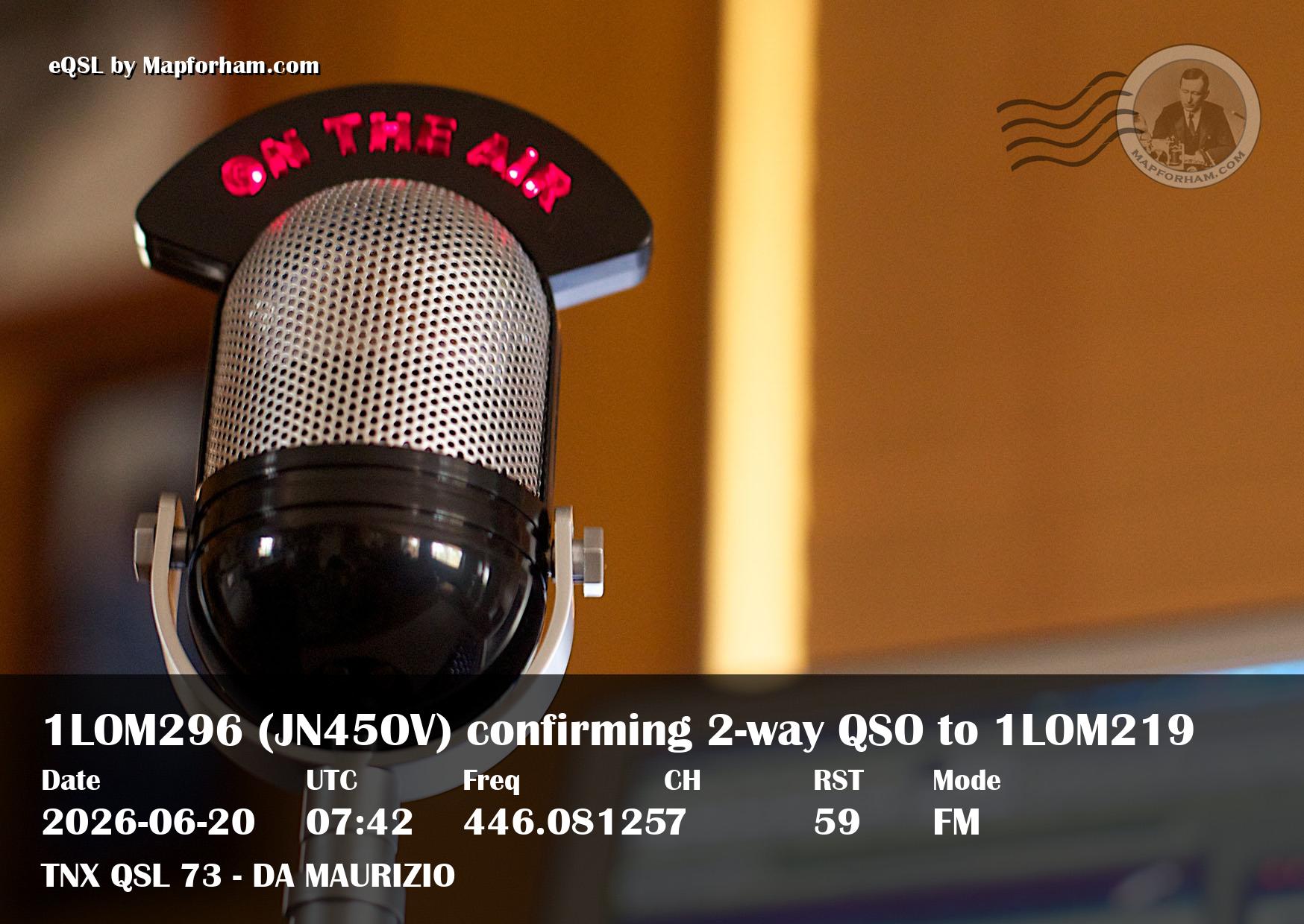 eQSL from 1LOM296 to 1LOM219