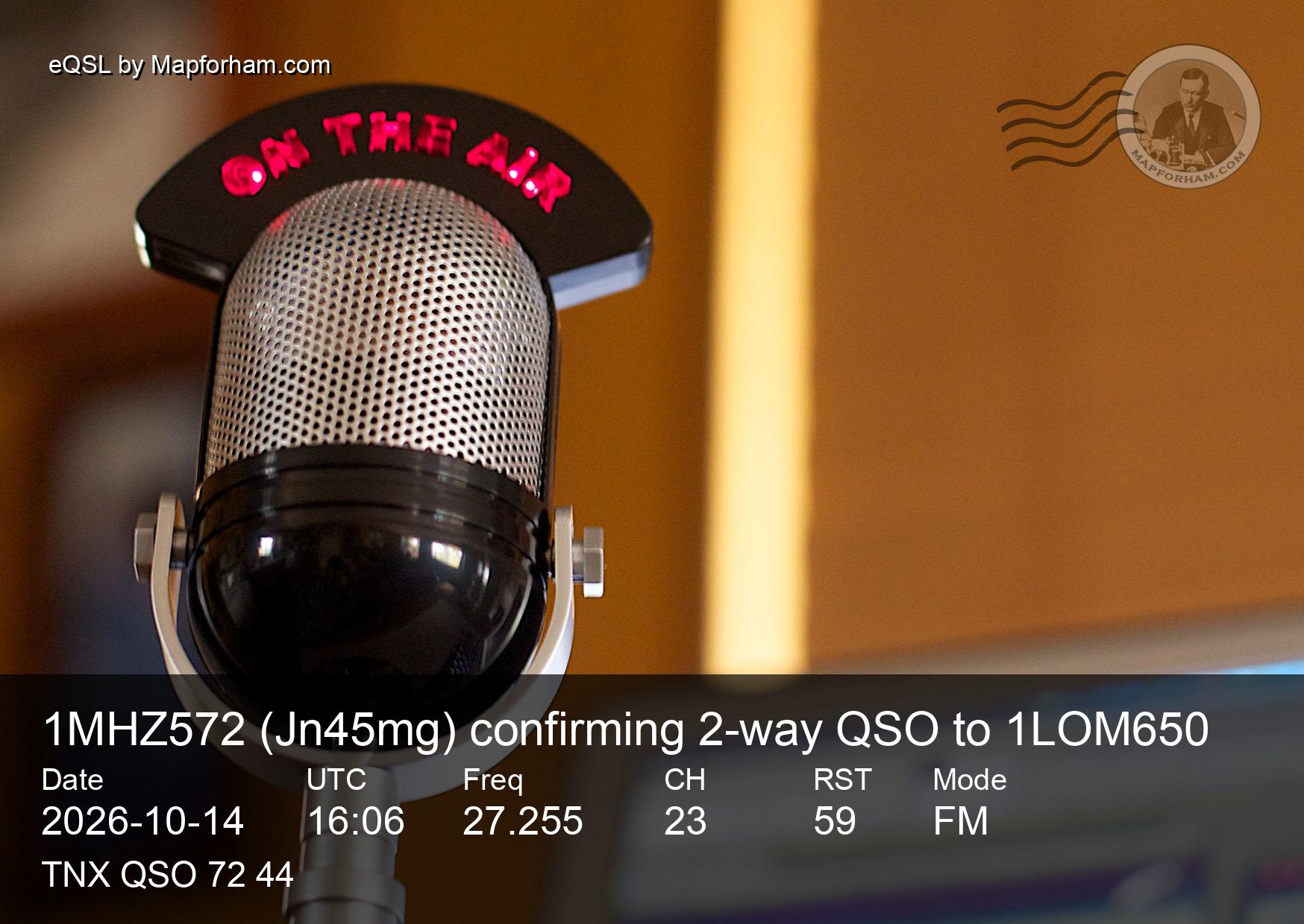 eQSL from 1MHZ572 to 1LOM650