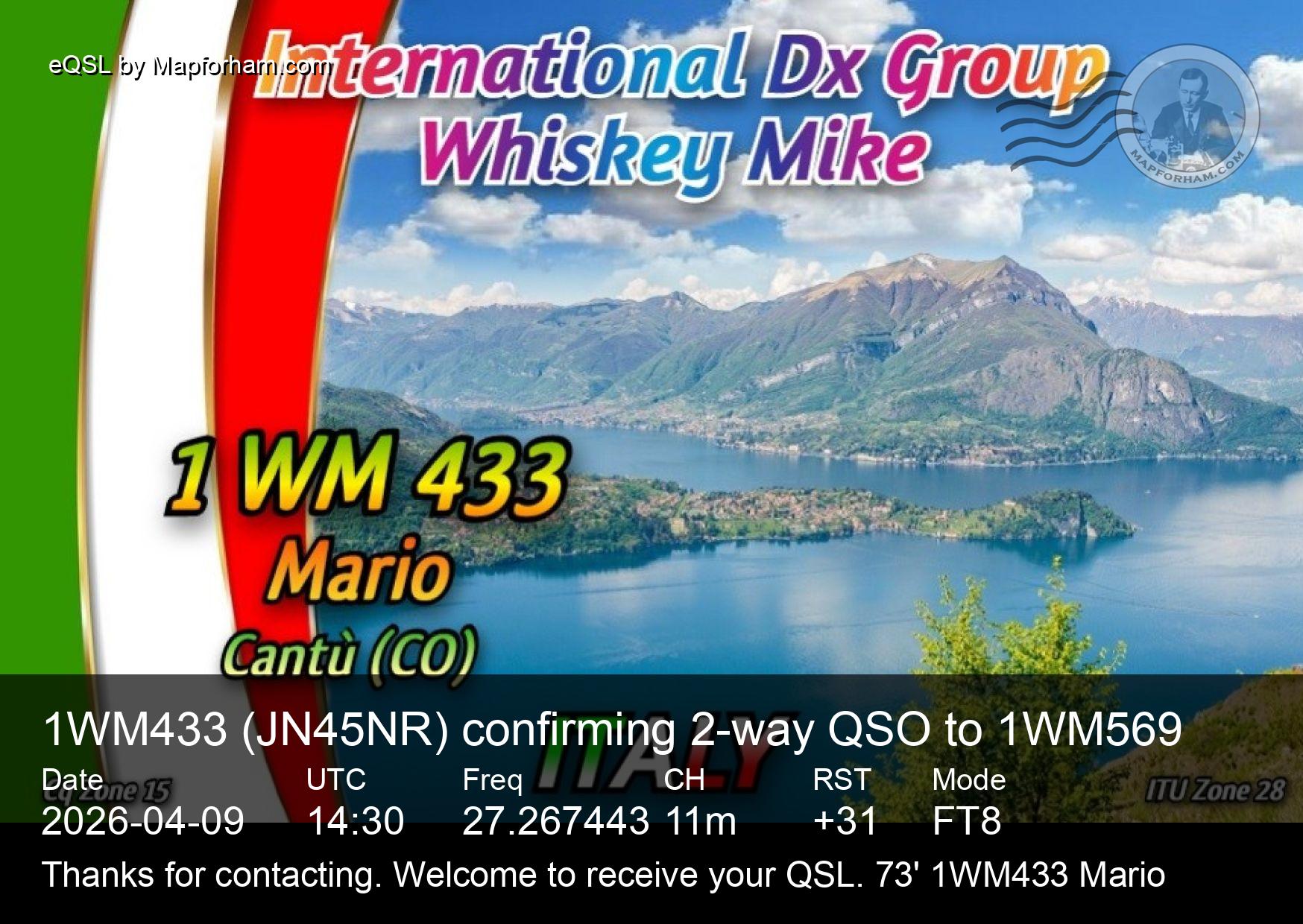 eQSL from 1WM433 to 1WM569