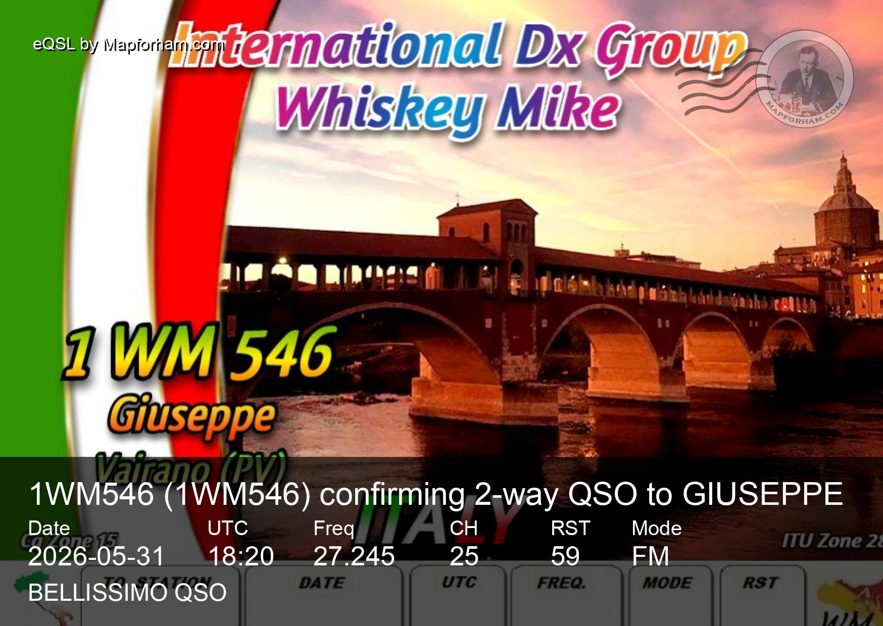 eQSL from 1WM546 to GIUSEPPE