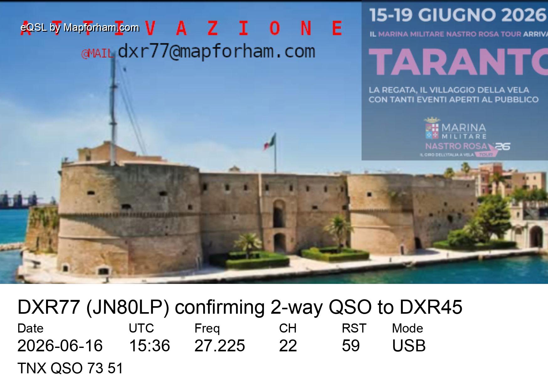 eQSL from DXR77 to DXR45