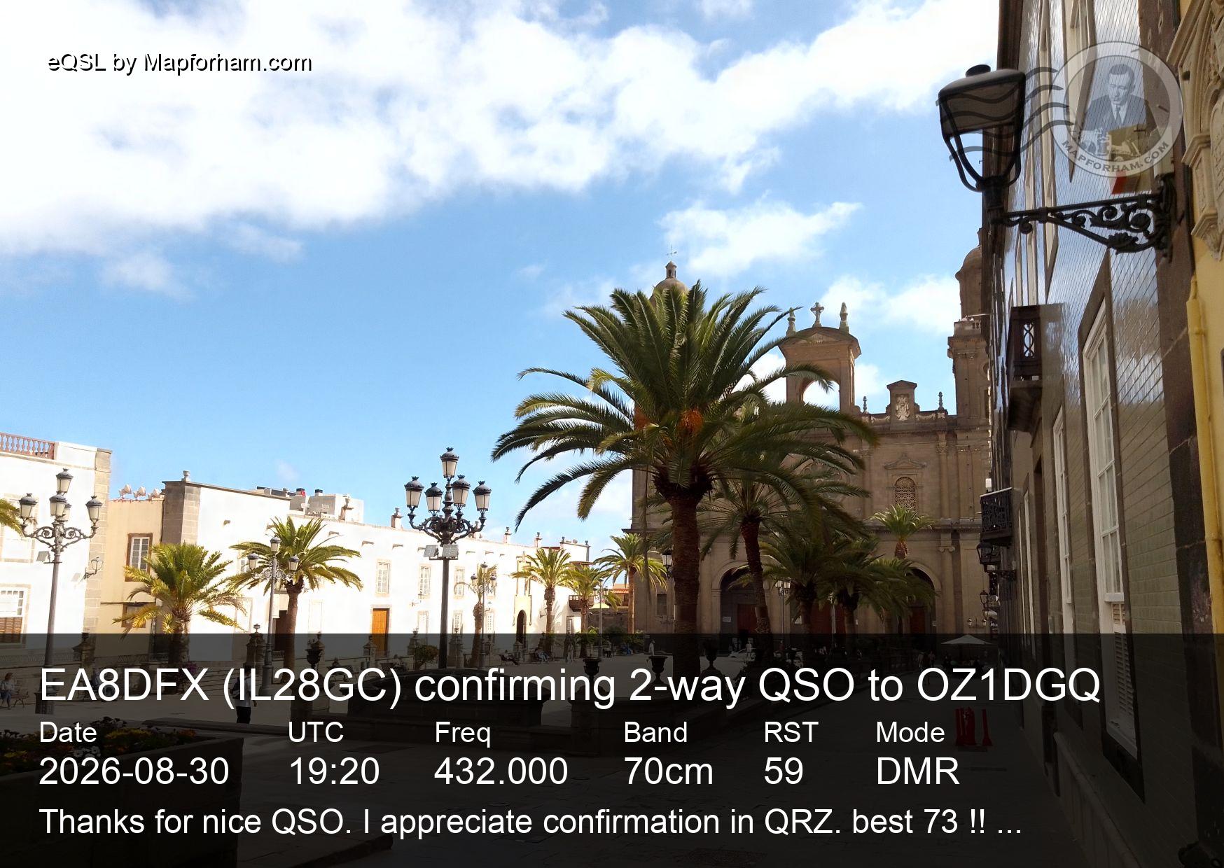 eQSL from EA8DFX to OZ1DGQ eQSL from EA8DFX to OZ1DGQ