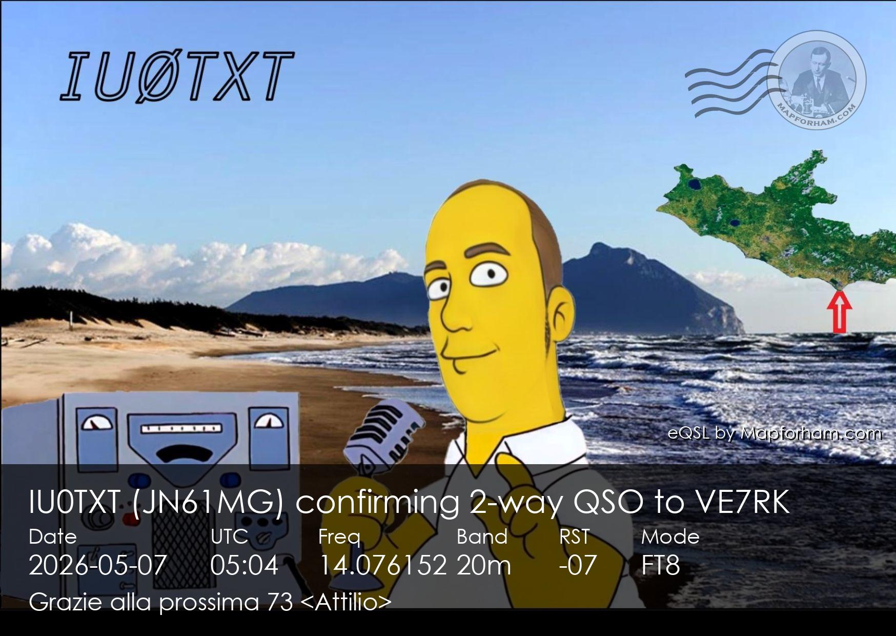 eQSL from IU0TXT to VE7RK