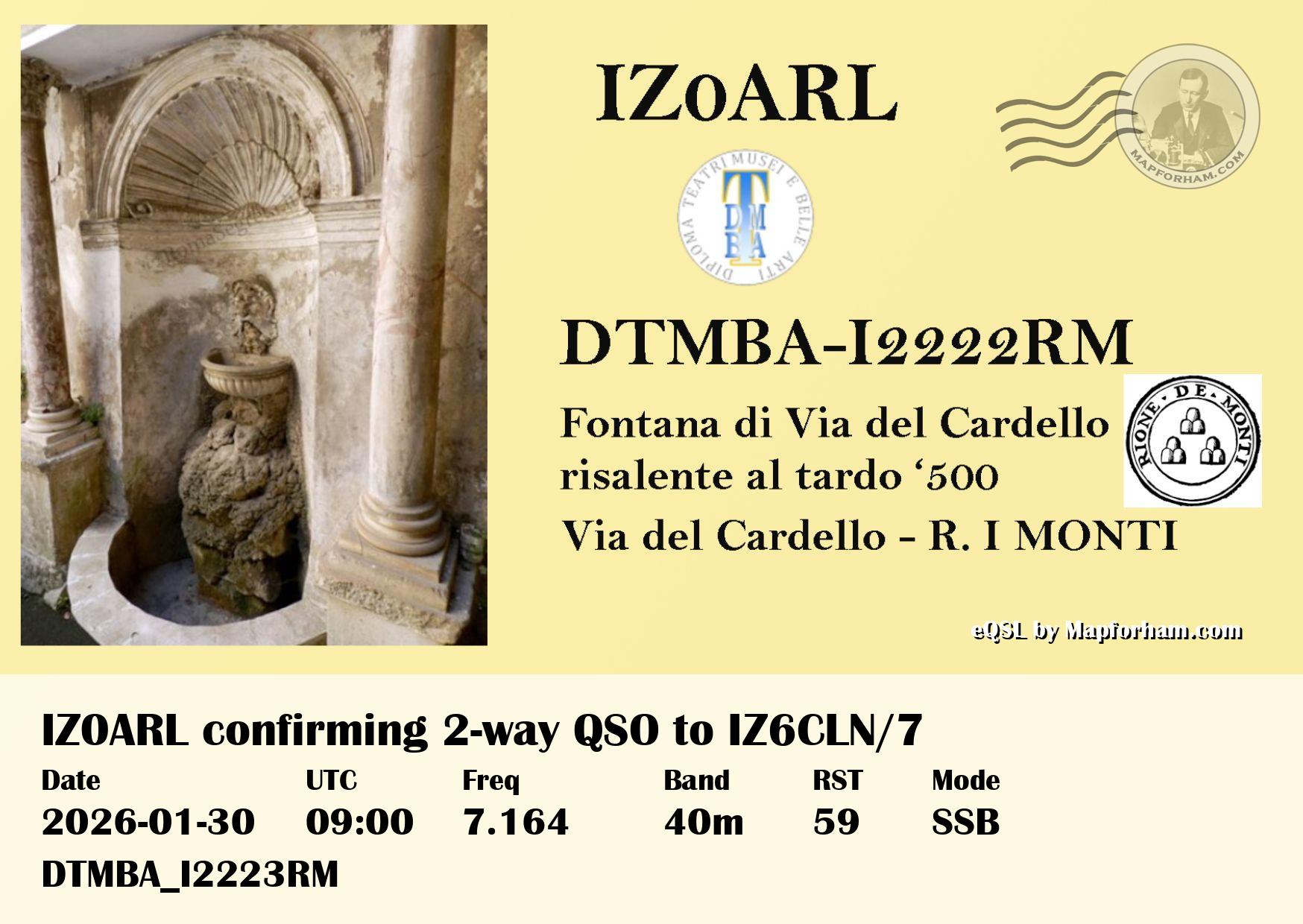 eQSL from IZ0ARL to IZ6CLN/7