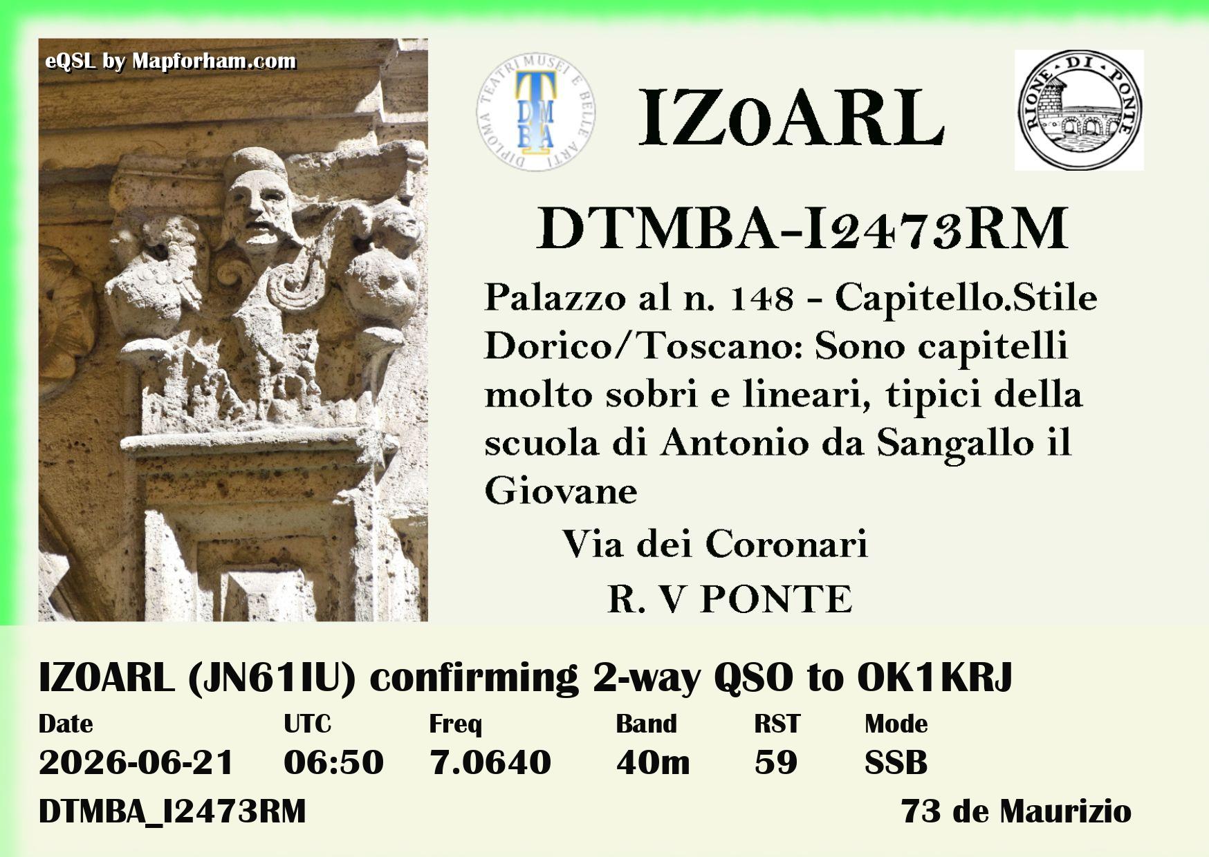eQSL from IZ0ARL to OK1KRJ eQSL from IZ0ARL to OK1KRJ