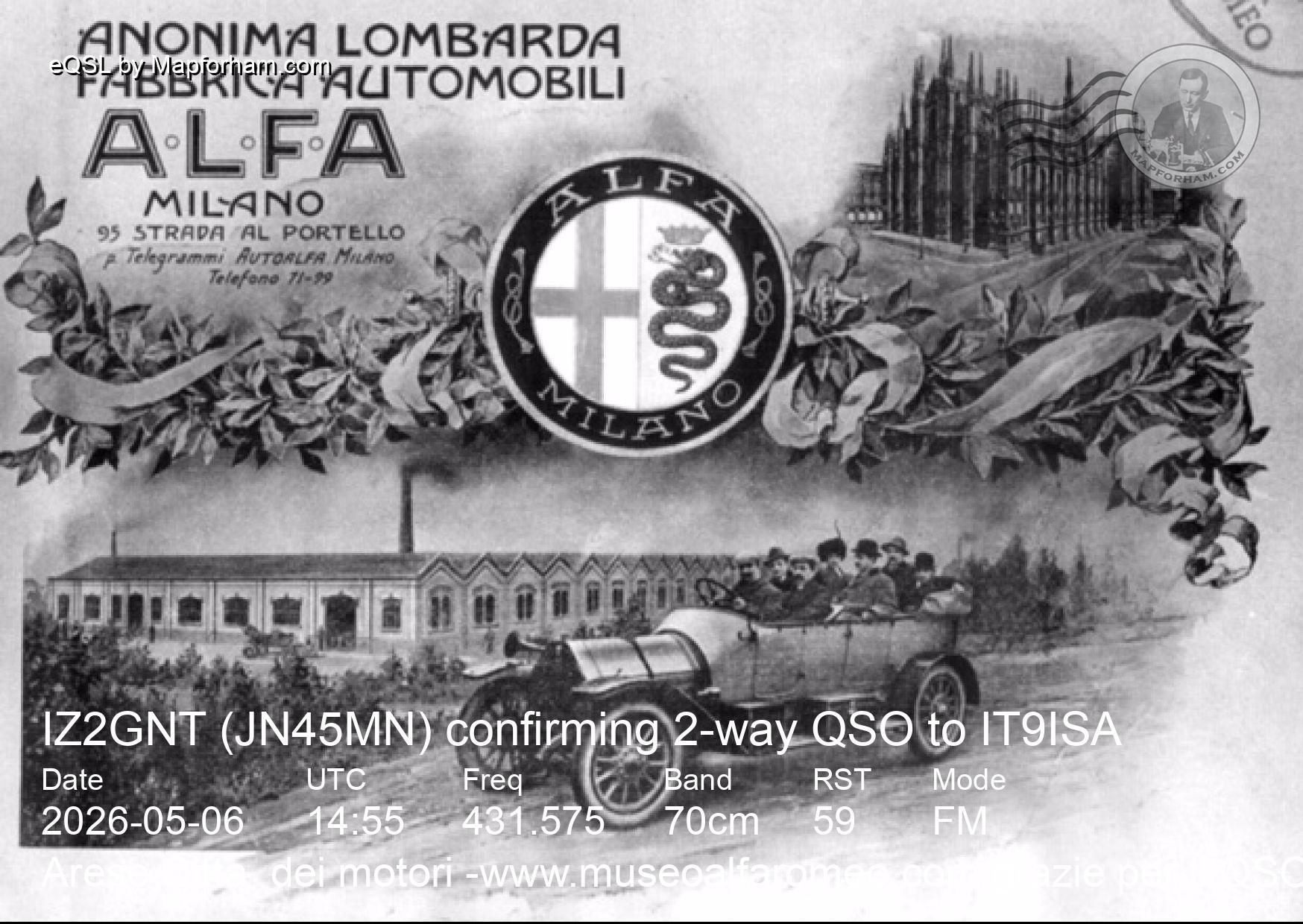 eQSL from IZ2GNT to IT9ISA