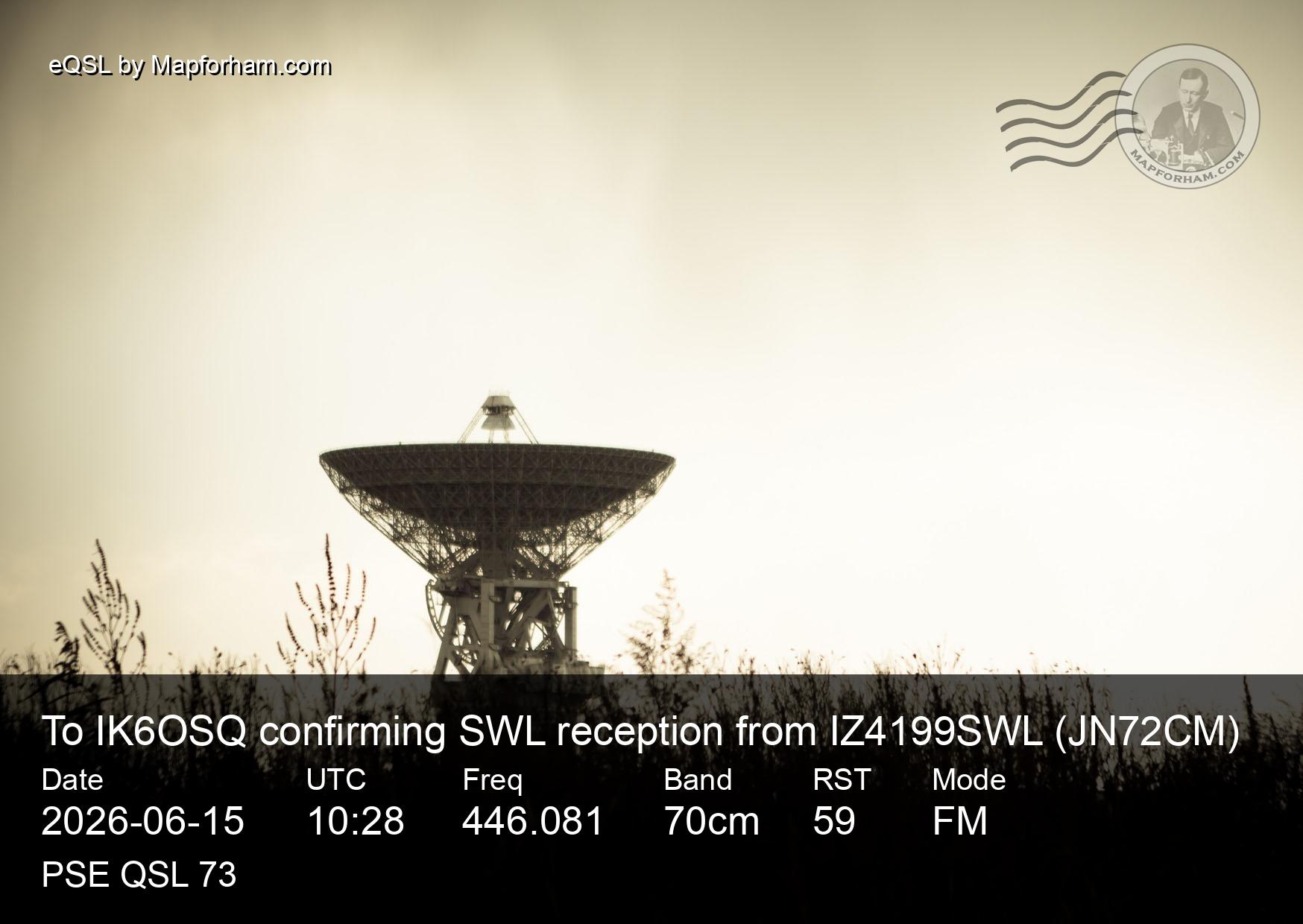eQSL from IZ4199SWL to IK6OSQ