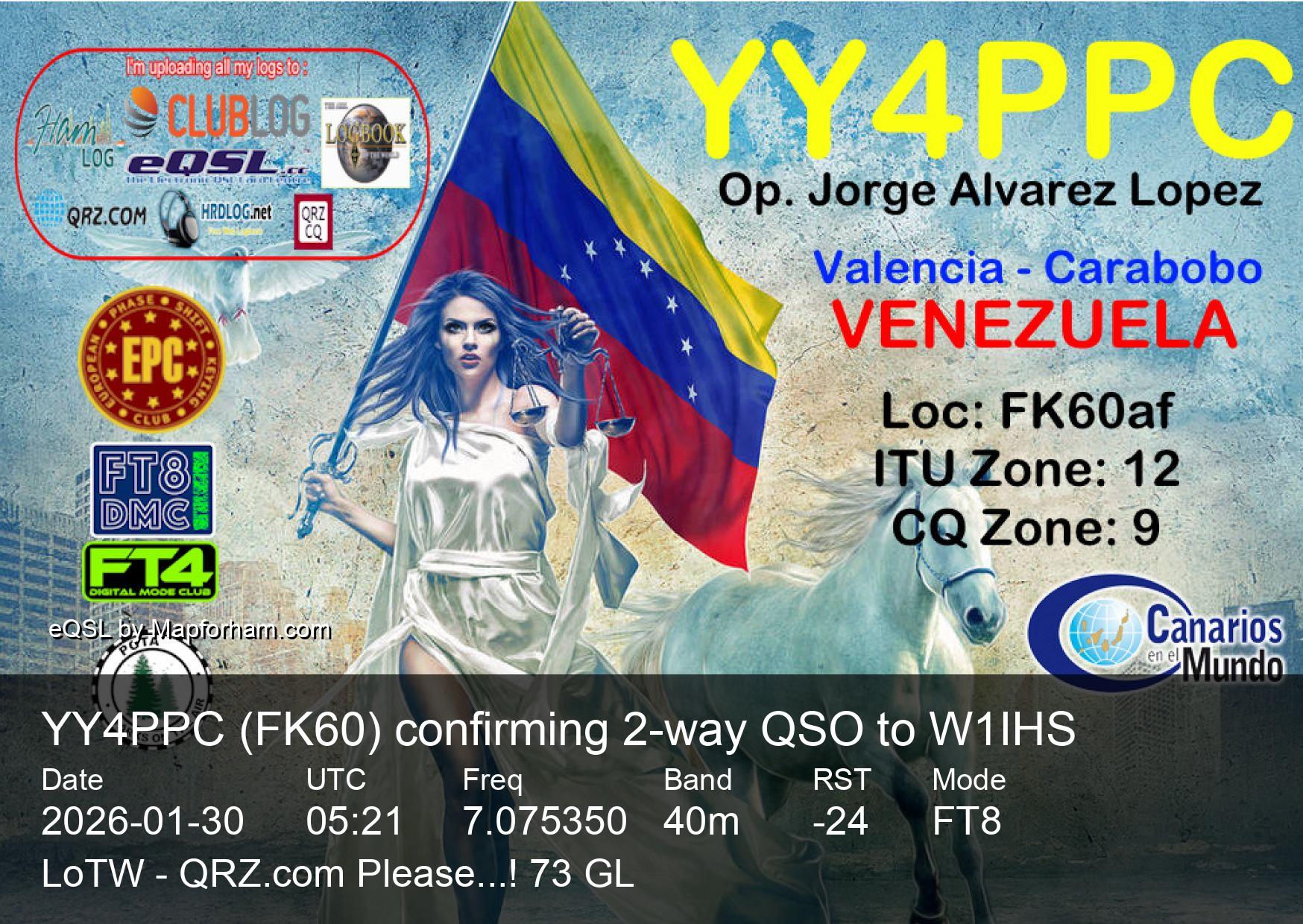 eQSL from YY4PPC to W1IHS